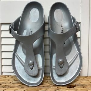 Birkenstock Gizeh Essentials Silver Sandals, 9-9.5